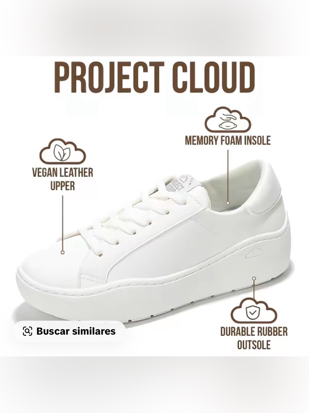 Project Cloud Women's White Platform Sneaker with Memory Foam